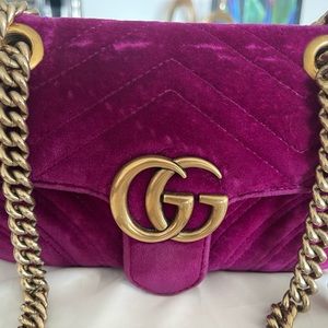 Gucci Malteasse Dark Pink Velvet Small Crossbody